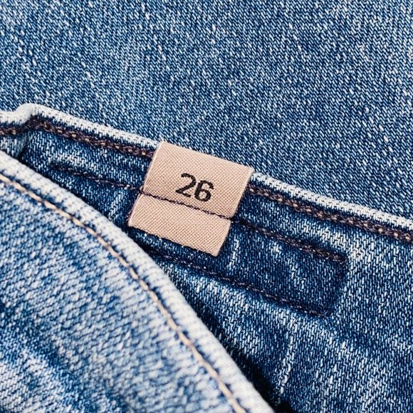 Citizens of Humanity COH Dip Dye Raw Hem Agnes Crop Mid Rise Slim Straight Jeans - Picture 9 of 11